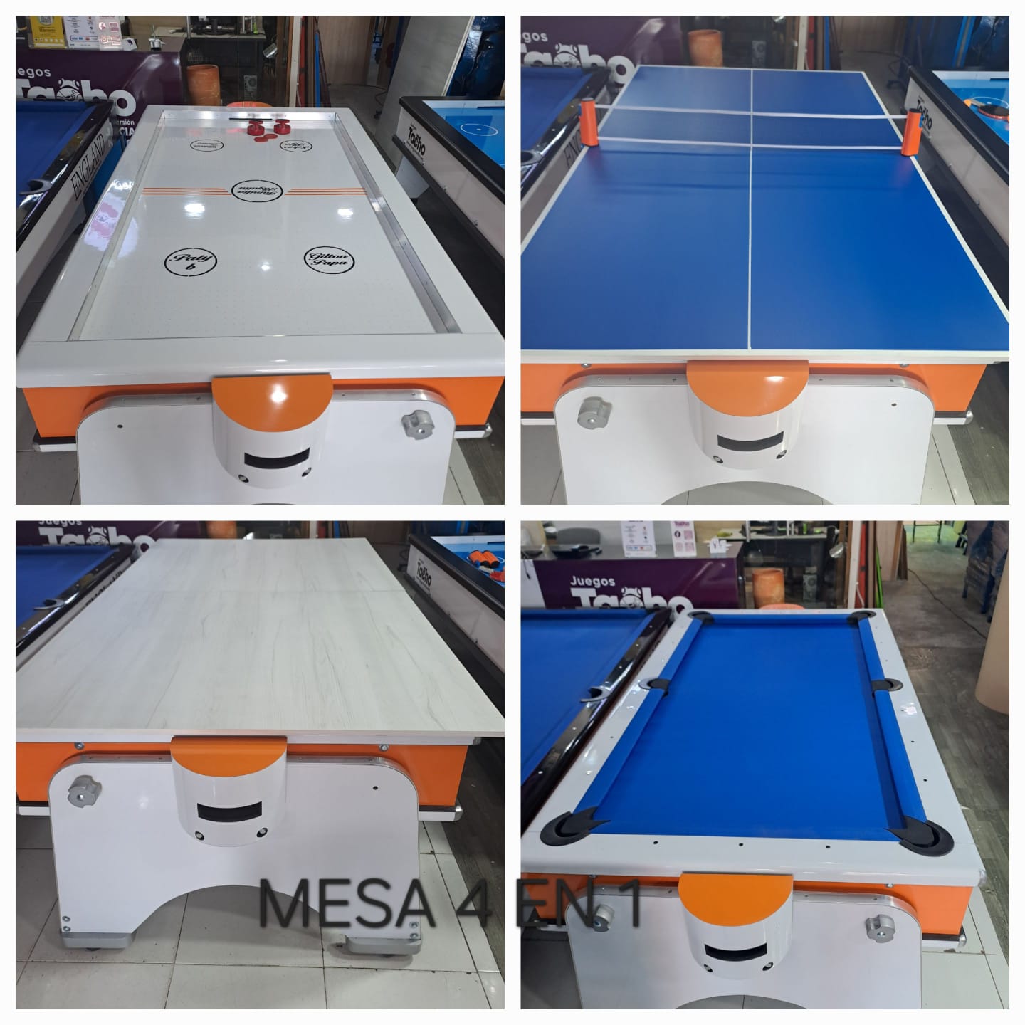 Mesa Multijuegos 4 en 1 Giratoria Juegos Tacho
