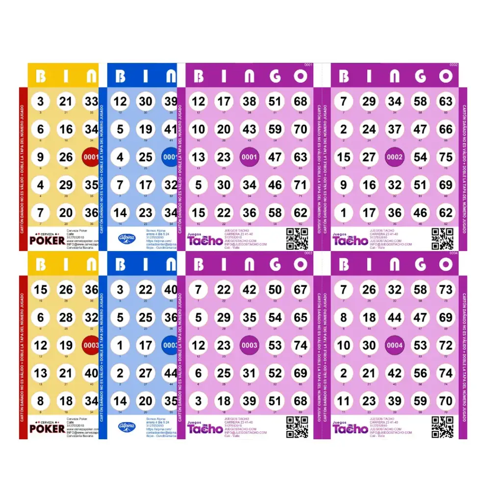 [OT20004-1] Cartones de Bingo para Imprimir | Pack 1000 en PDF | Juegos Tacho